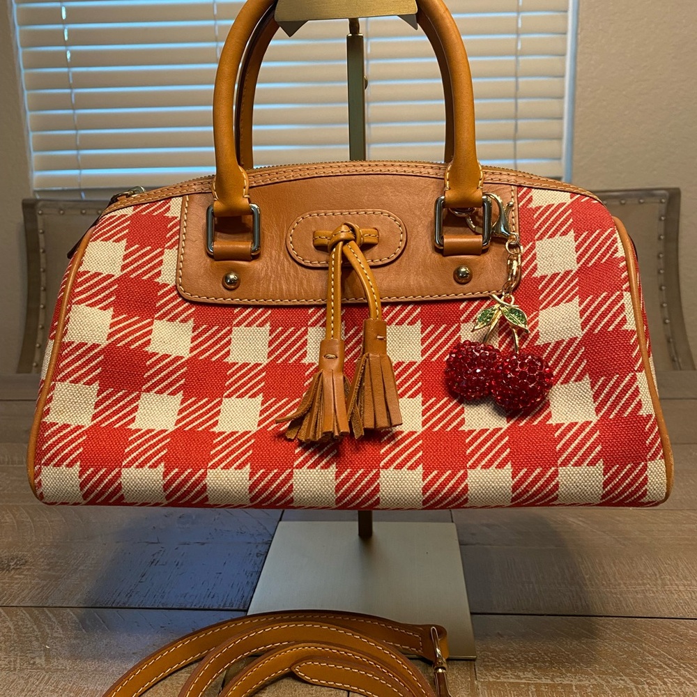 Dooney & Bourke Red and White Checkered Satchel - Picture 3 of 9